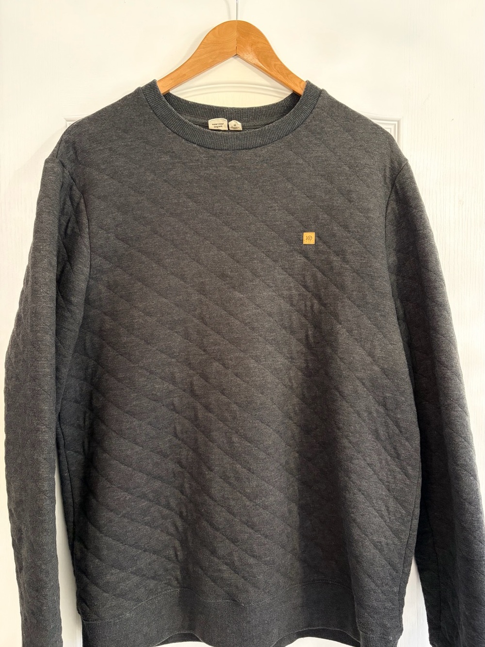 Men's Tentree Quilted Crewneck Sweater - Charcoal Gray